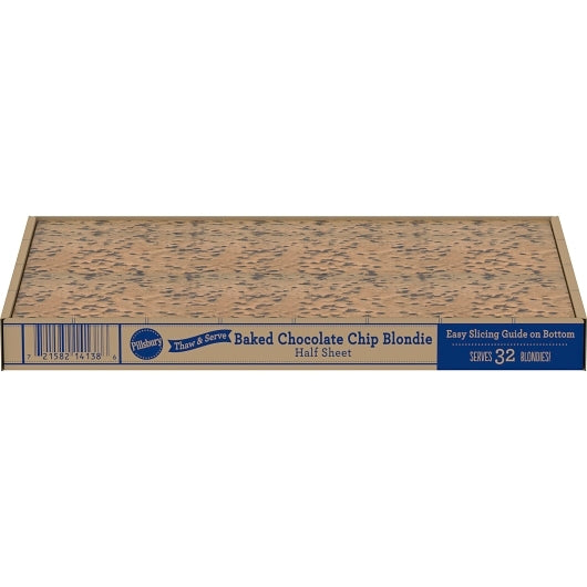 Pillsbury Half Sheet Frozen Thaw & Serve Baked Chocolate Chip Blondie Tray, 3 x 66.67 oz Case - Pantry Ingredients