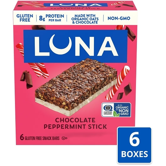Luna Stacked Bar Chocolate Peppermint Stick, 6 x 10.2 oz Case - Snack Bars & Granola Bars