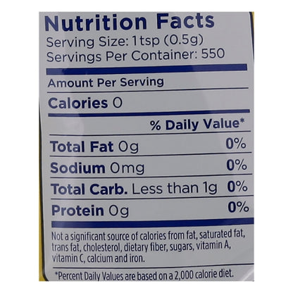 Splenda NO CALORIE SWEETENER GRANULATED, 8 x 9.7 oz Case - Nutrition facts label