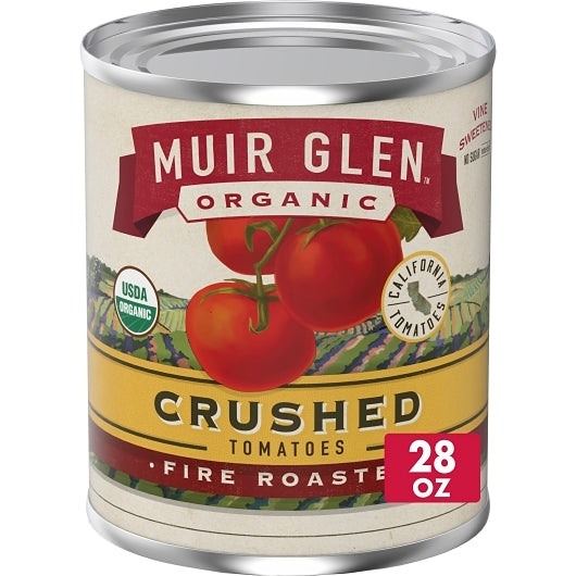 Muir Glen Organic Fire Roasted Crushed Tomatoes, 12 x 28 oz Case - Pantry Ingredients
