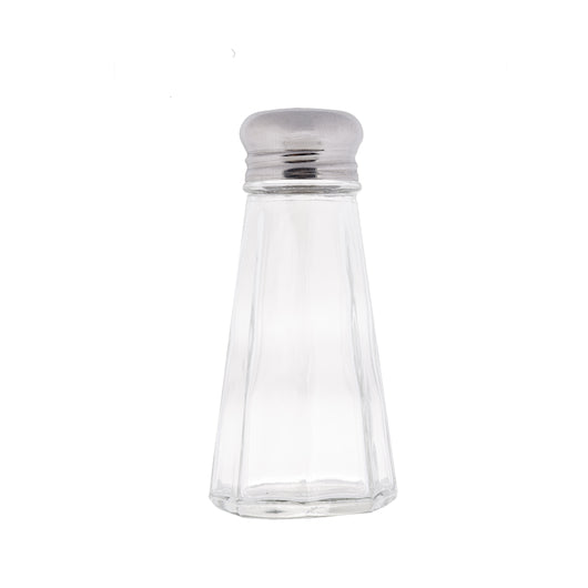 Tablecraft 3 Ounce Square Salt and Pepper Stainless Steel Top Glass Shaker, 1 x 24 each Case - Glassware & Drinkware