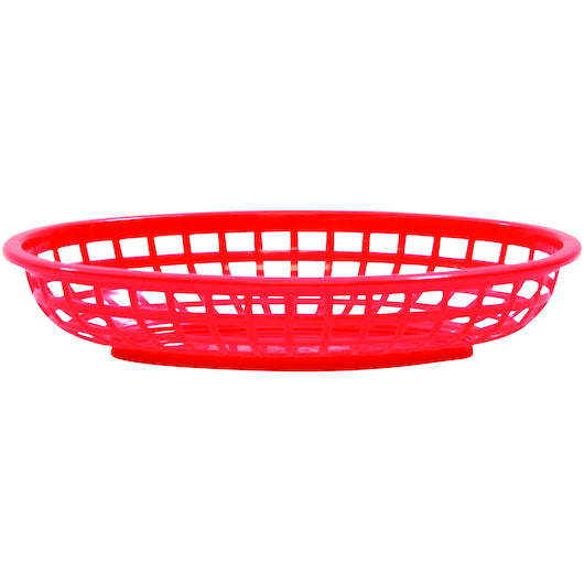 Tablecraft Classic Oval Basket, Hdpe, Red 9.375x6x1.875, 1 x 36 each Case - Fast Food Baskets & Trays