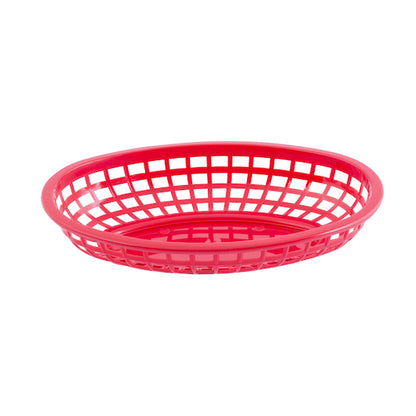 Tablecraft Classic Oval Basket, HDPE, Red 9.375x6x1.875, 1 x 36 each Case - GS1 product shown out of package