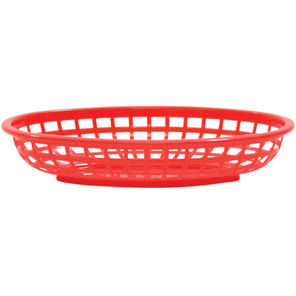 Tablecraft Classic Oval Basket, HDPE, Red 9.375x6x1.875, 1 x 36 each Case - GS1 product shown out of package