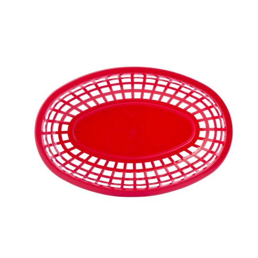Tablecraft Classic Oval Basket, HDPE, Red 9.375x6x1.875, 1 x 36 each Case - GS1 product shown out of package