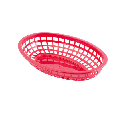 Tablecraft Classic Oval Basket, HDPE, Red 9.375x6x1.875, 1 x 36 each Case - GS1 product shown out of package