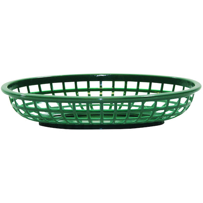 Tablecraft 9.375 Inch X 6 Inch X 1.375 Oval Classic Oval Forest Green Basket, 1 x 36 each Case - Fast Food Baskets &