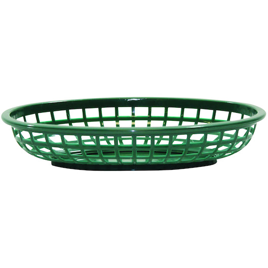Tablecraft 9.375 Inch X 6 Inch X 1.375 Oval Classic Oval Forest Green Basket, 1 x 36 each Case - Fast Food Baskets &