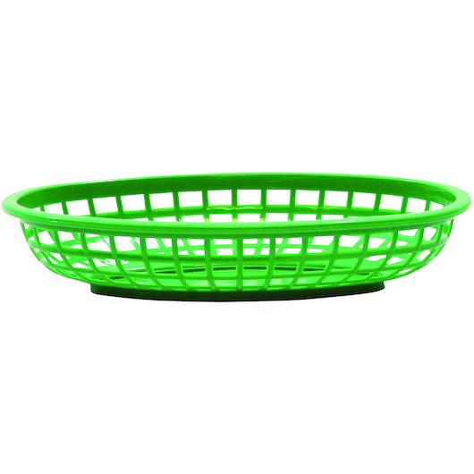 Tablecraft 9.375 Inch X 6 Inch X 1.375 Inch Classic Oval Green Basket, 1 x 36 each Case - Guest Checks & Register Rolls