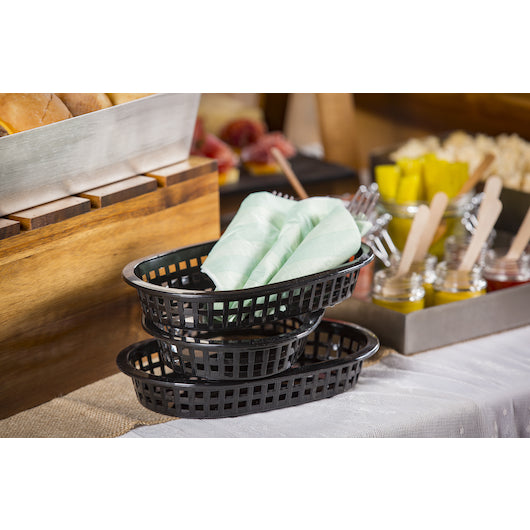 Tablecraft 10.5 Inch X 7 Inch X 1.5 Inch Chicago Oval Platter Black Basket, 1 x 36 each Case - DOT product image 7
