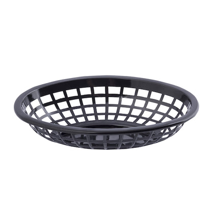 Tablecraft 8.5 Inch X 5.5 Inch X 2 Inch Black Oval Basket, 1 x 36 each Case - Fast Food Baskets & Trays