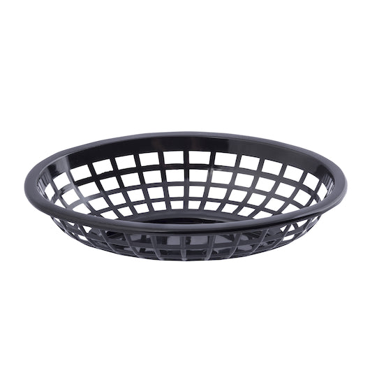 Tablecraft 8.5 Inch X 5.5 Inch X 2 Inch Black Oval Basket, 1 x 36 each Case - Fast Food Baskets & Trays