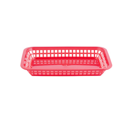 Tablecraft 10.75 Inch X 7.75 Inch X 1.5 Inch Grande Rectangular Red Plastic Basket, 1 x 36 each Case - Fast Food Baskets