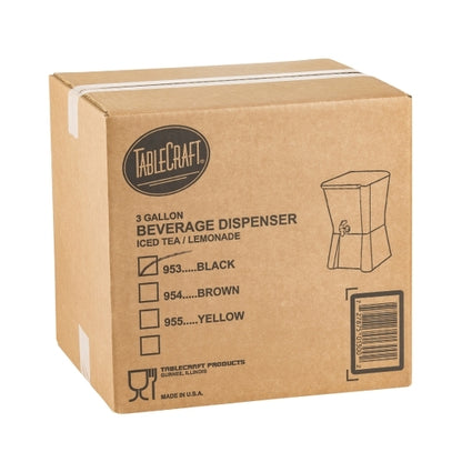 Tablecraft 3 Gallon Black Beverage Dispenser, 1 x 1 each Case - GS1 closed shipping case image