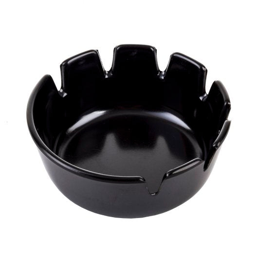 Black Phenolic Classic Deepwell Black Ashtray, 1 x 12 each Case - Tabletop Supplies