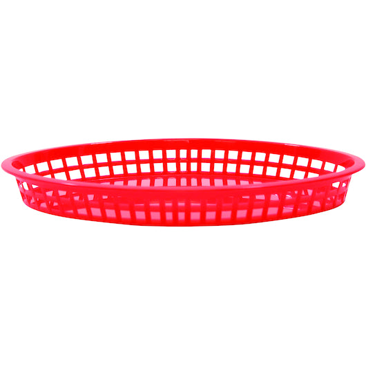Tablecraft 12.75 Inch X 9.5 Inch X 1.5 Inch Red Oval Jumbo Platter Basket, 1 x 36 each Case - Serving Trays Platters