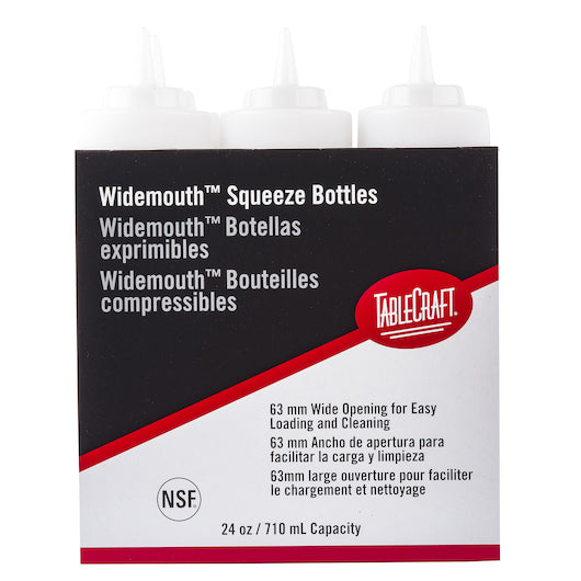 Tablecraft SQUEEZE BOTTLE 24 OUNCE WIDE MOUTH CLEAR, 8 x 6 ct Case - Front/center packaged product image