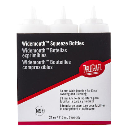 Tablecraft SQUEEZE BOTTLE 24 OUNCE WIDE MOUTH CLEAR, 8 x 6 ct Case - Front/center packaged product image