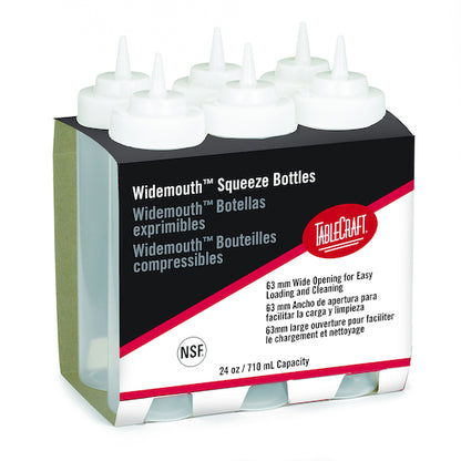 Tablecraft SQUEEZE BOTTLE 24 OUNCE WIDE MOUTH CLEAR, 8 x 6 ct Case - Alternate product angle or state
