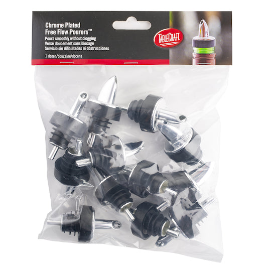Tablecraft Chrome Black Free Flow Pourer, 1 x 12 each Case - Kitchen Smallware