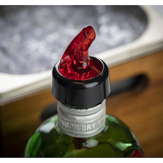 Tablecraft 1 Ounce Red Tube Red Spout Proper Pourer, 1 x 12 each Case - GS1 staged product image