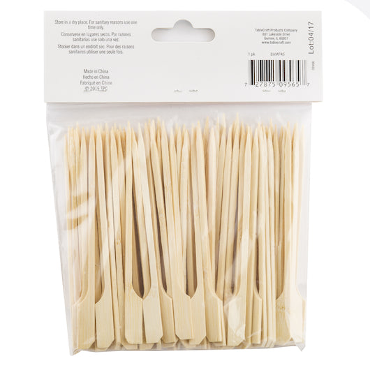 Tablecraft 4.5 Inch Bamboo Paddle Pick, 1 x 100 ct Case - Alternate product angle or state