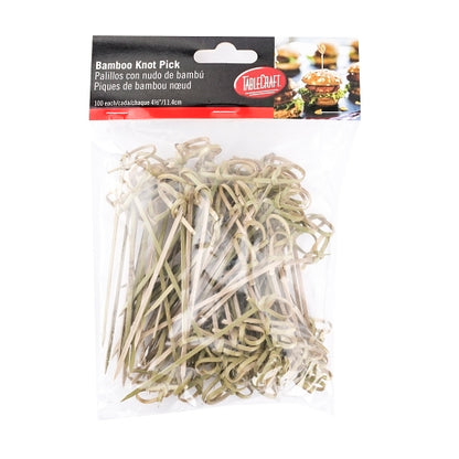 Tablecraft 4.5 Knot Bamboo Pick, 12 x 100 each Case - Toothpicks & Skewers