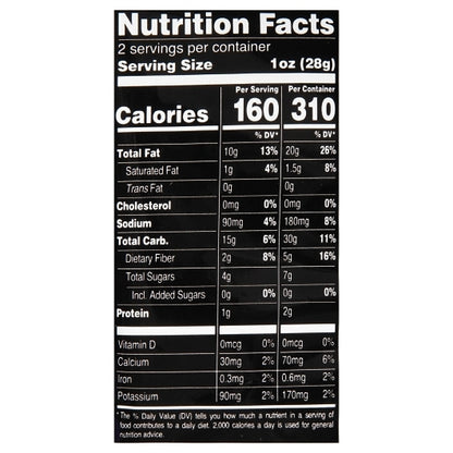 Terra Crinkles Sweets Chips, 8 x 2 oz Case - Nutrition facts label