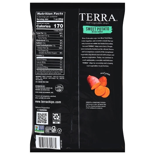 Terra Chips Plain Sweet Potato, 12 x 5 oz Case - Alternate product angle or state