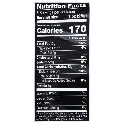 Terra Chips Plain Sweet Potato, 12 x 5 oz Case - Nutrition facts label