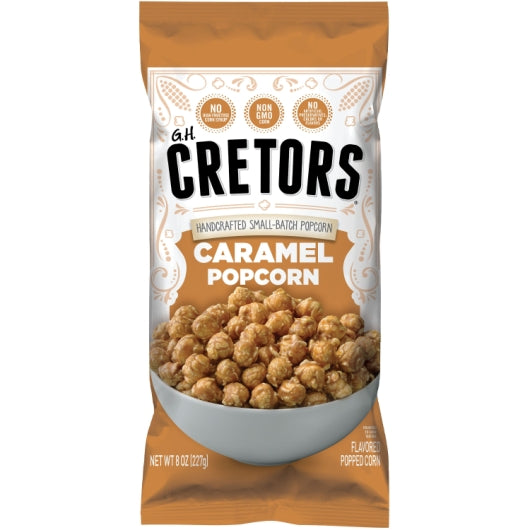 G.H. Cretors Just The Caramel Corn, 12 x 8 oz Case - Popcorn, Pretzels & Snack Mix