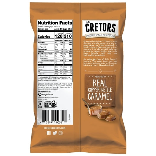 G.H. Cretors Caramel Popcorn Flavored Popped Corn Single Serve, 12 x 1 ct Case - Popcorn, Pretzels & Snack Mix - image 2
