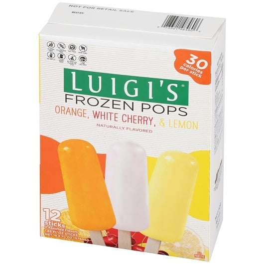 Luigi 4 Orange, 4 Cherry and 4 Lemon Frozen Pops, 9 x 19.8 oz Case - Frozen Fruit