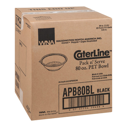 CaterLine 80 Ounce Black Plastic Bowl, 1 x 25 each Case - DOT product image 4