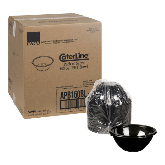 CaterLine 12" 160 Ounce Pack N' Serve Black Bowl, 1 x 25 each Case - GS1 styled product image