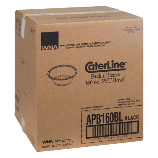 CaterLine 12" 160 Ounce Pack N' Serve Black Bowl, 1 x 25 each Case - GS1 closed shipping case image