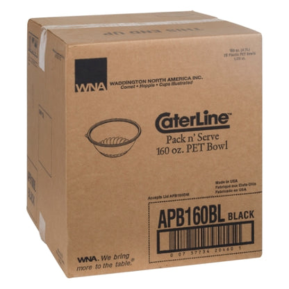 CaterLine 12" 160 Ounce Pack N' Serve Black Bowl, 1 x 25 each Case - GS1 closed shipping case image