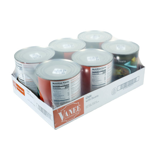 Vanee Chili With Beans, 6 x 108 oz Case - GS1 closed shipping case image