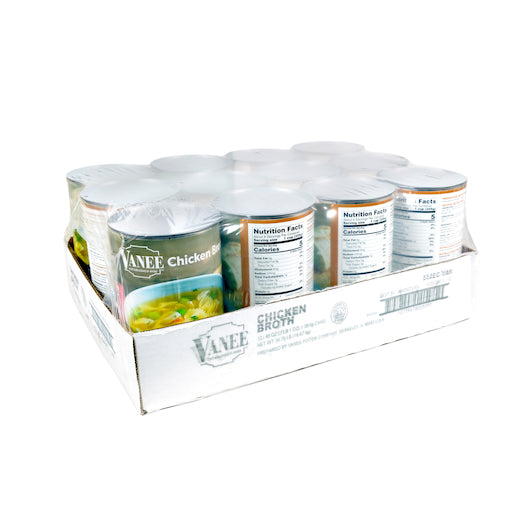 Vanee Chicken Broth, 12 x 49 oz Case - GS1 closed shipping case image