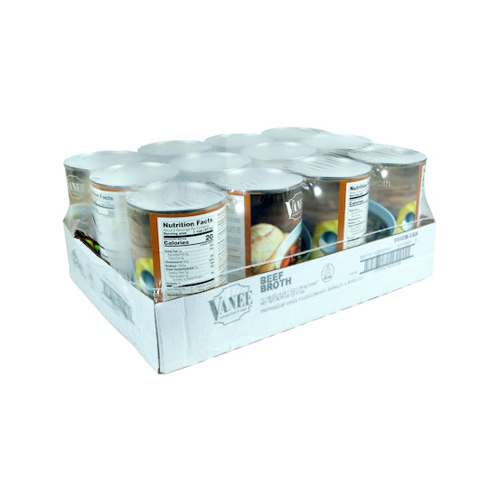 Vanee Beef Broth, 12 x 49 oz Case - GS1 closed shipping case image