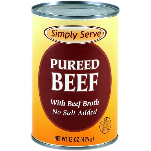 Simply Serve Pureed Beef With Beef Broth, 12 x 15 oz Case - Pantry Ingredients