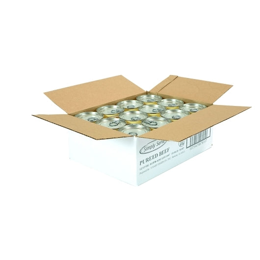 Simply Serve Pureed Beef With Beef Broth, 12 x 15 oz Case - GS1 open-case image