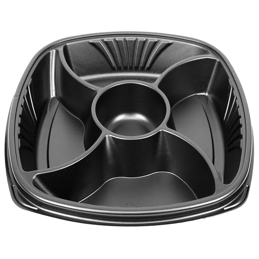D & W Forum 14" 5 Compartment, Black, Deep, Square Cater Tray, 2 x 24 x 24 each Case - DOT product image 3