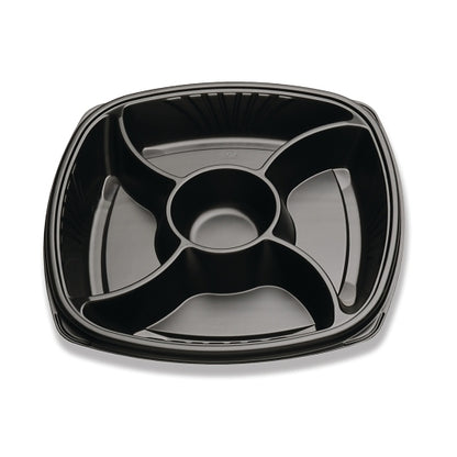 D & W Forum 14" 5 Compartment, Black, Deep, Square Cater Tray, 2 x 24 x 24 each Case - DOT product image 2