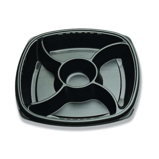 D & W Forum 14" 5 Compartment, Black, Deep, Square Cater Tray, 2 x 24 x 24 each Case - DOT product image 6