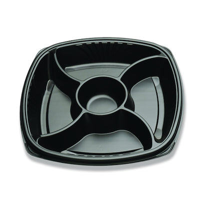 D & W Forum 14" 5 Compartment, Black, Deep, Square Cater Tray, 2 x 24 x 24 each Case - DOT product image 6