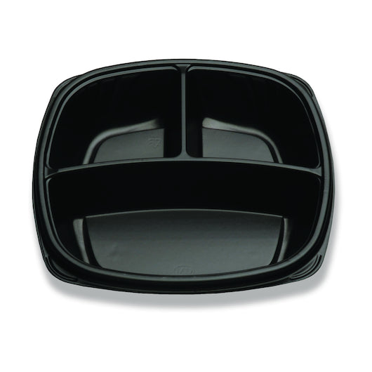 D and W Forum 10" 3 Compartment, Black, Deep, Square Base Container, 4 x 40 x 40 each Case - DOT product image 2