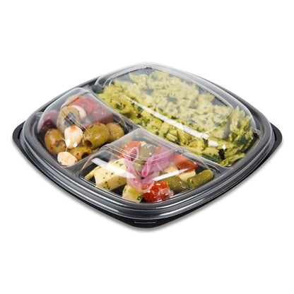 D & W Forum 9" 3 Compartment, Clear, Low Dome, Vented, Square Lid, 4 x 75 x 75 each Case - DOT product image 3