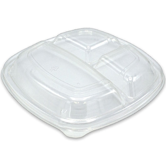 D & W Forum 9" 3 Compartment, Clear, Low Dome, Vented, Square Lid, 4 x 75 x 75 each Case - DOT product image 2