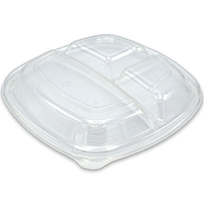 D & W Forum 9" 3 Compartment, Clear, Low Dome, Vented, Square Lid, 4 x 75 x 75 each Case - DOT product image 2